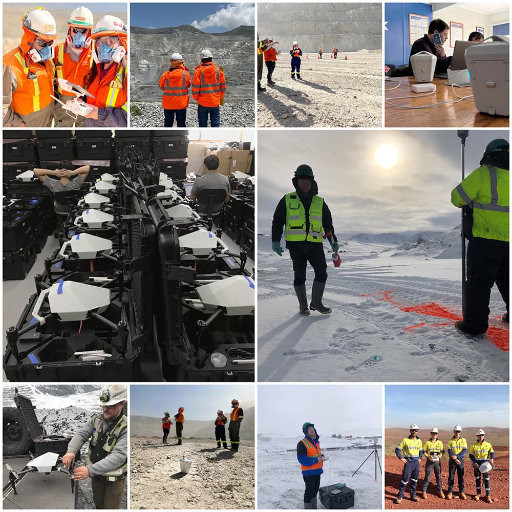 A picture of Skycatch team members in the field with customers